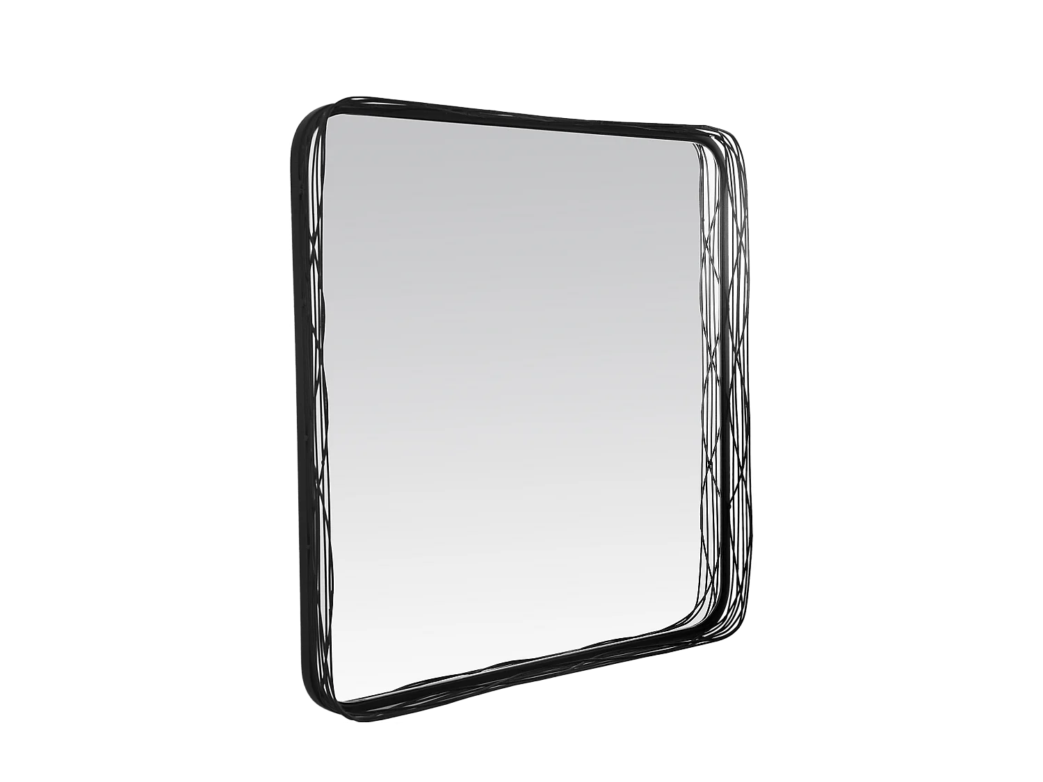 Miroir carré contours filaires métal noir 80x80cm