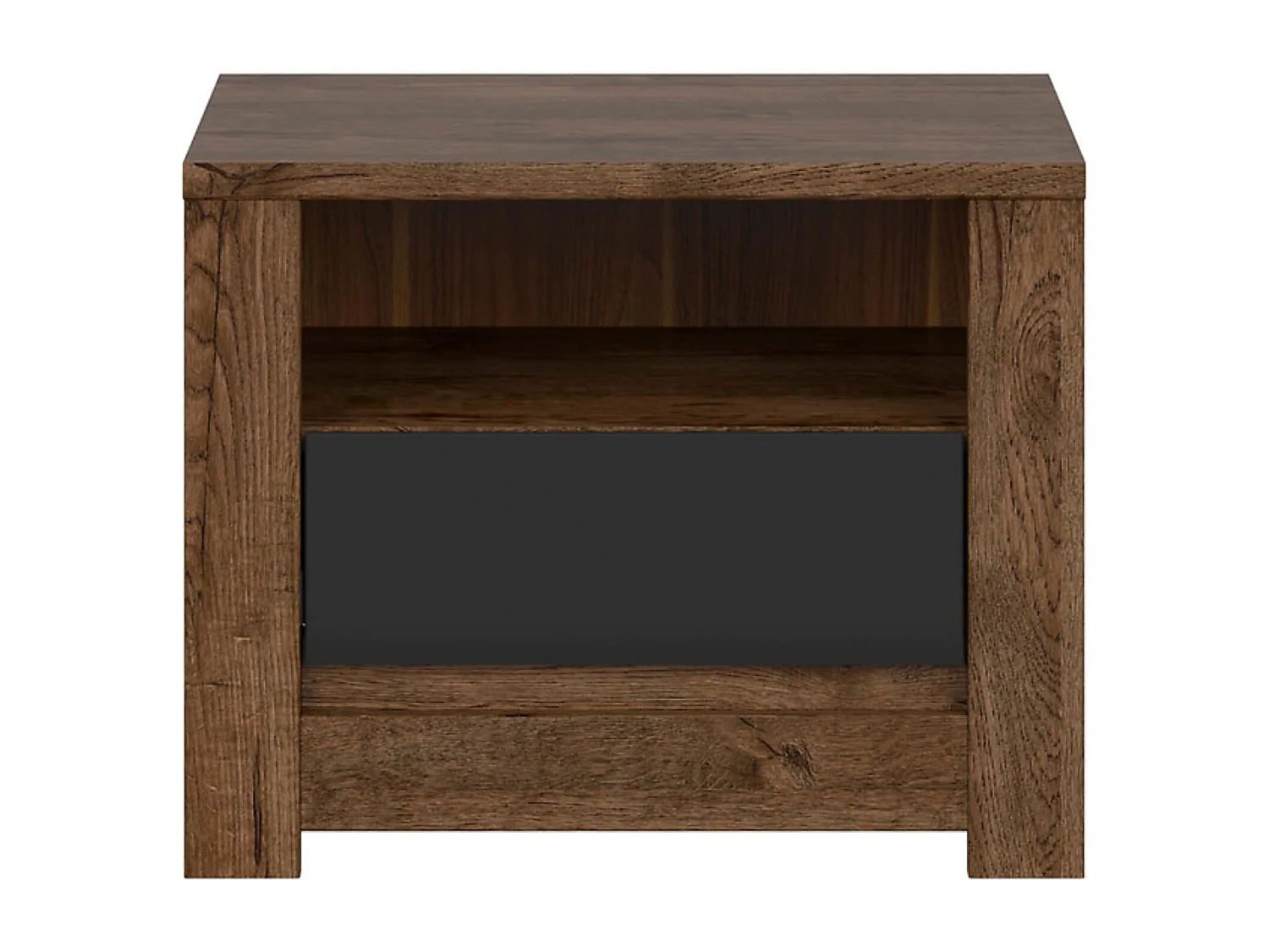 Table de chevet table de nuit avec tiroir,coloris Chêne foncé/Noir mat - Longueur 54,5 x Profondeur 45,5 x Hauteur 43,5cm