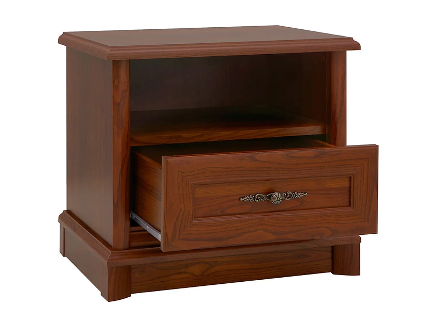 Table de nuit Table de chevet avec 1 tiroir coloris châtaigne - Longueur 56,5 x Profondeur 38,5 x Hauteur 52,5 cm