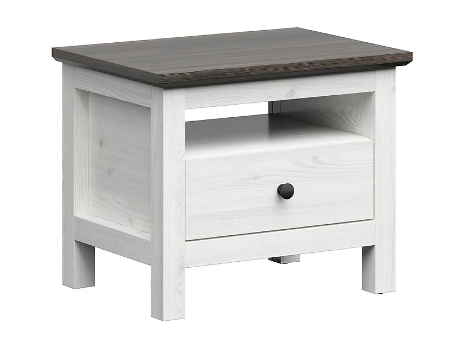Table de chevet table de nuit avec tiroir coloris Gris Mélèze clair / Pin larico - Longueur 60 x Profondeur 44 x Hauteur 50 cm