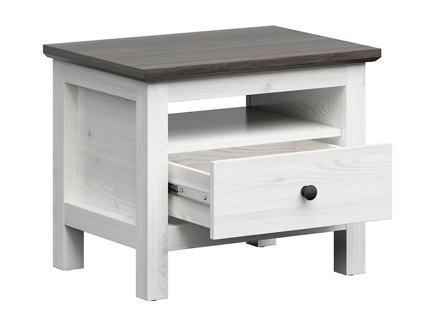 Table de chevet table de nuit avec tiroir coloris Gris Mélèze clair / Pin larico - Longueur 60 x Profondeur 44 x Hauteur 50 cm