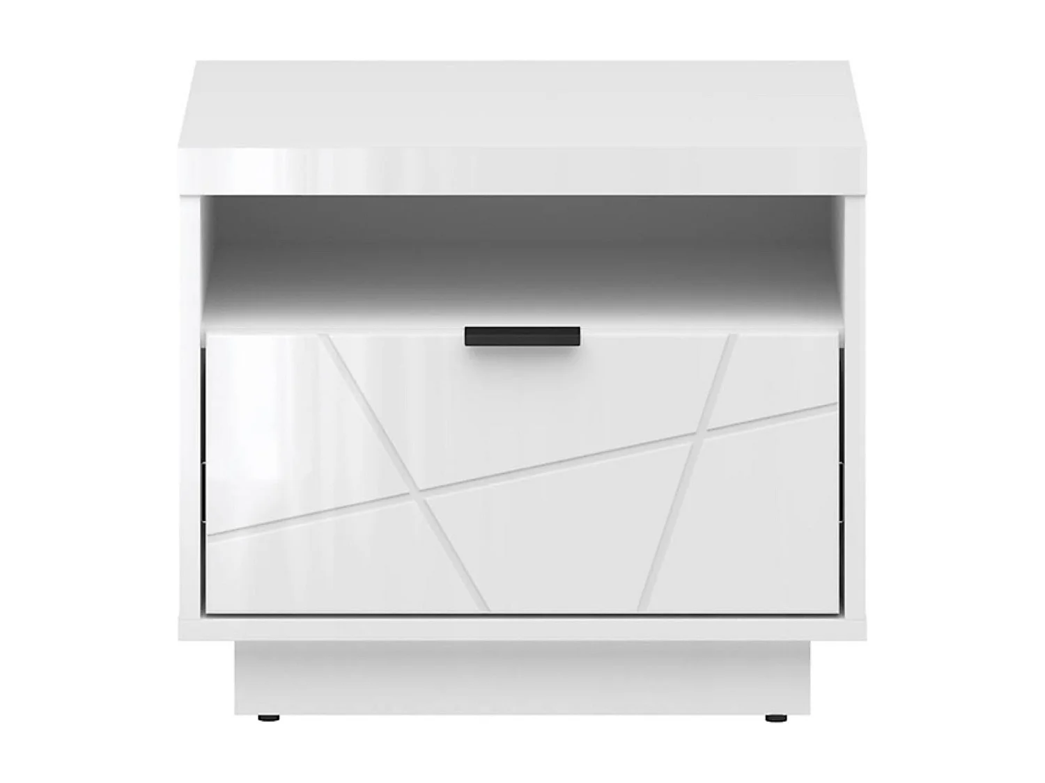 Table de chevet Table de nuit avec tiroir, coloris Blanc brillant/Blanc haute brillance - Longueur 50 x Profondeur 42,5 x Hauteur 42,5 cm