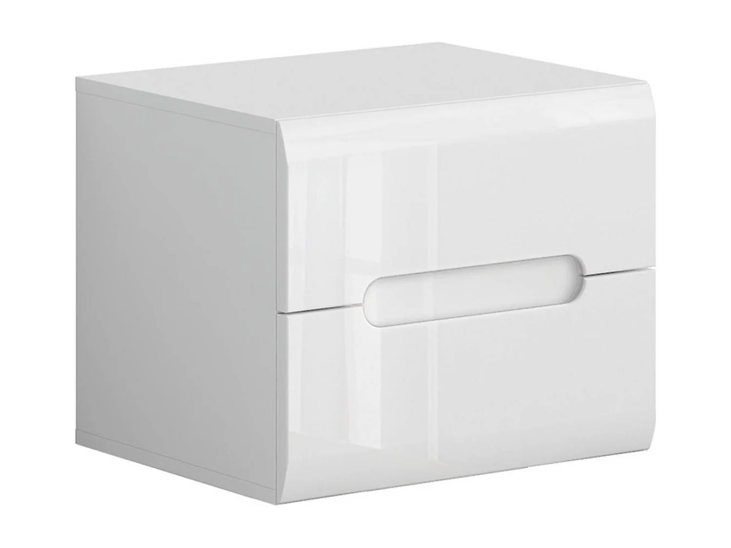 Table de chevet Table de nuit à 2 Tiroirs, coloris Blanc/Blanc haute brillance - Longueur 50 x Profondeur 41 x Hauteur 43 cm