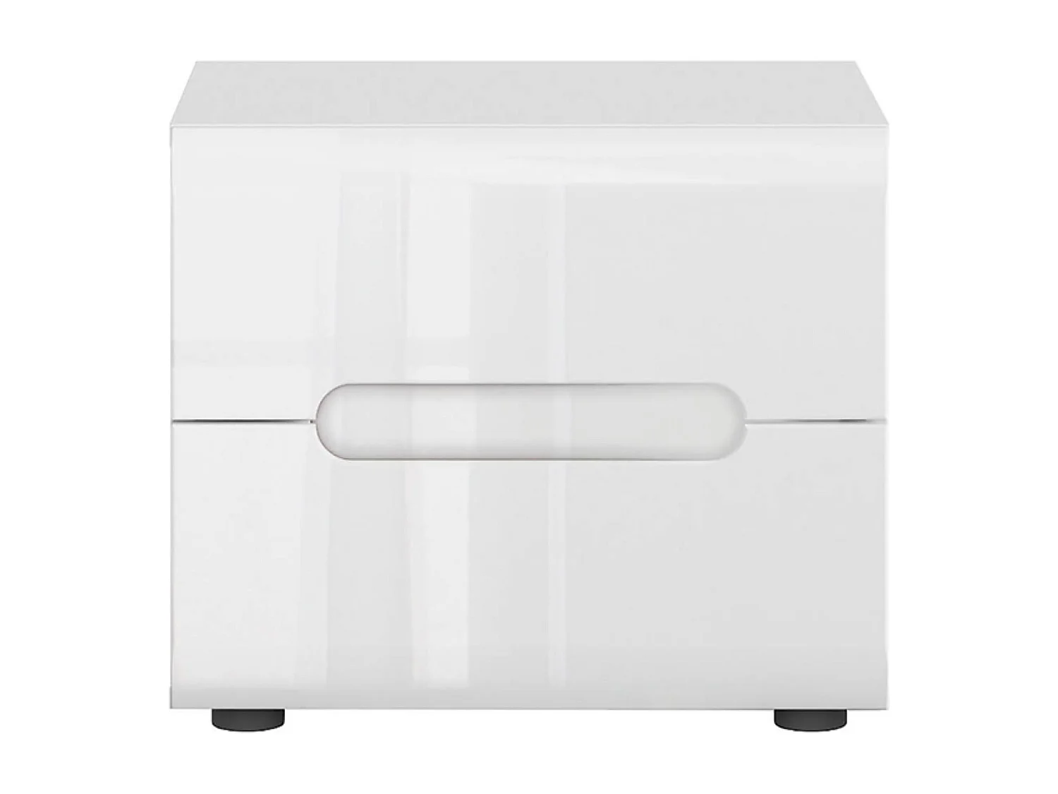 Table de chevet Table de nuit à 2 Tiroirs, coloris Blanc/Blanc haute brillance - Longueur 50 x Profondeur 41 x Hauteur 43 cm