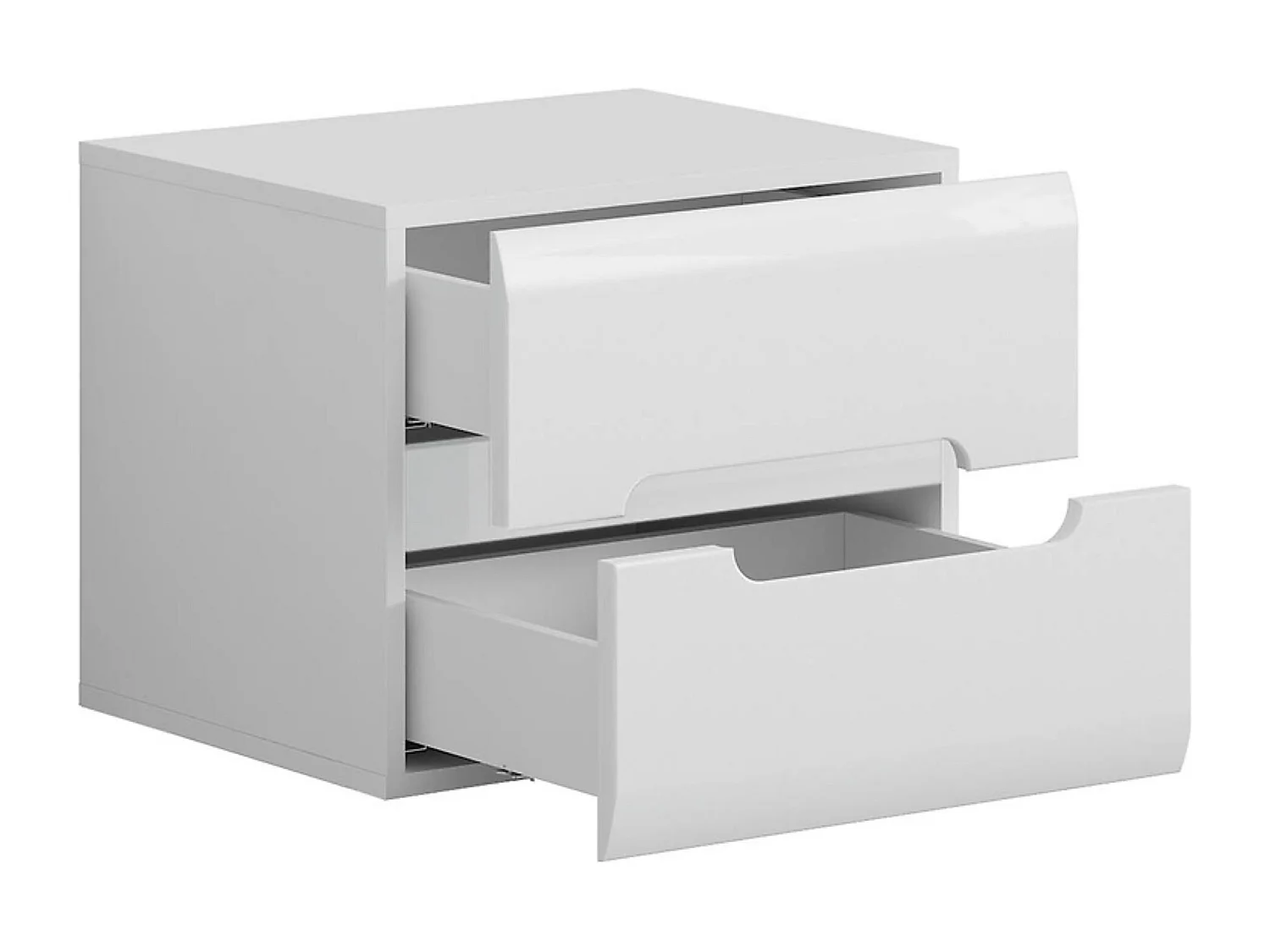 Table de chevet Table de nuit à 2 Tiroirs, coloris Blanc/Blanc haute brillance - Longueur 50 x Profondeur 41 x Hauteur 43 cm