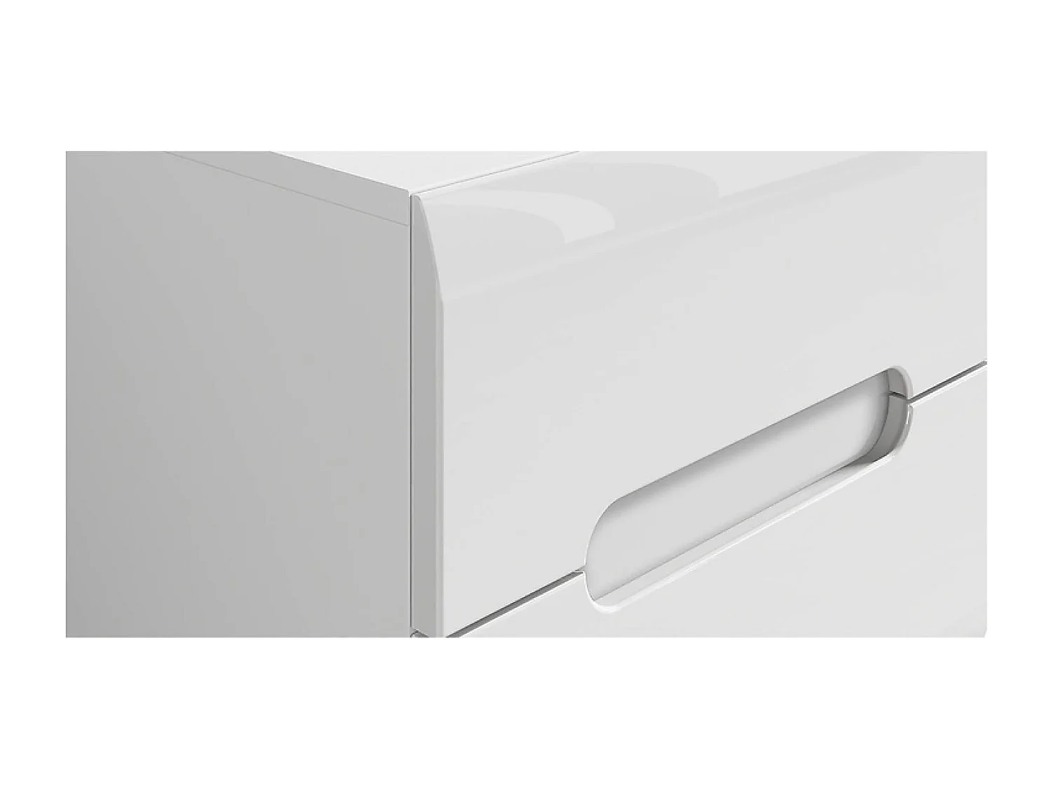 Table de chevet Table de nuit à 2 Tiroirs, coloris Blanc/Blanc haute brillance - Longueur 50 x Profondeur 41 x Hauteur 43 cm