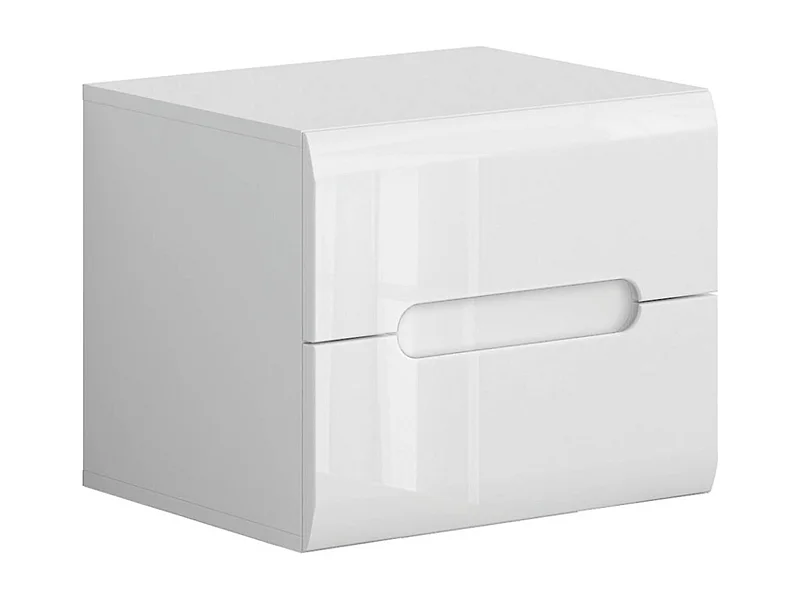 Table de chevet Table de nuit à 2 Tiroirs, coloris Blanc/Blanc haute brillance - Longueur 50 x Profondeur 41 x Hauteur 43 cm