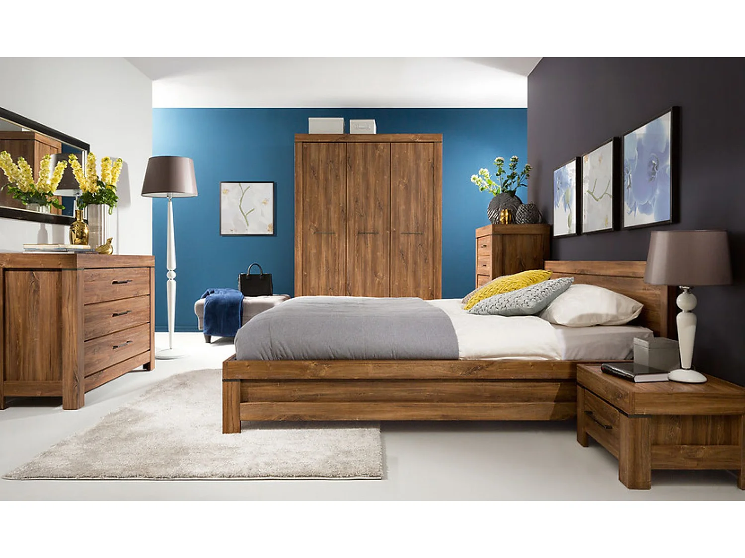 Table de chevet Table de nuit avec tiroir, coloris Chêne stirling - Longueur 53 x Profondeur 45 x Hauteur 35 cm