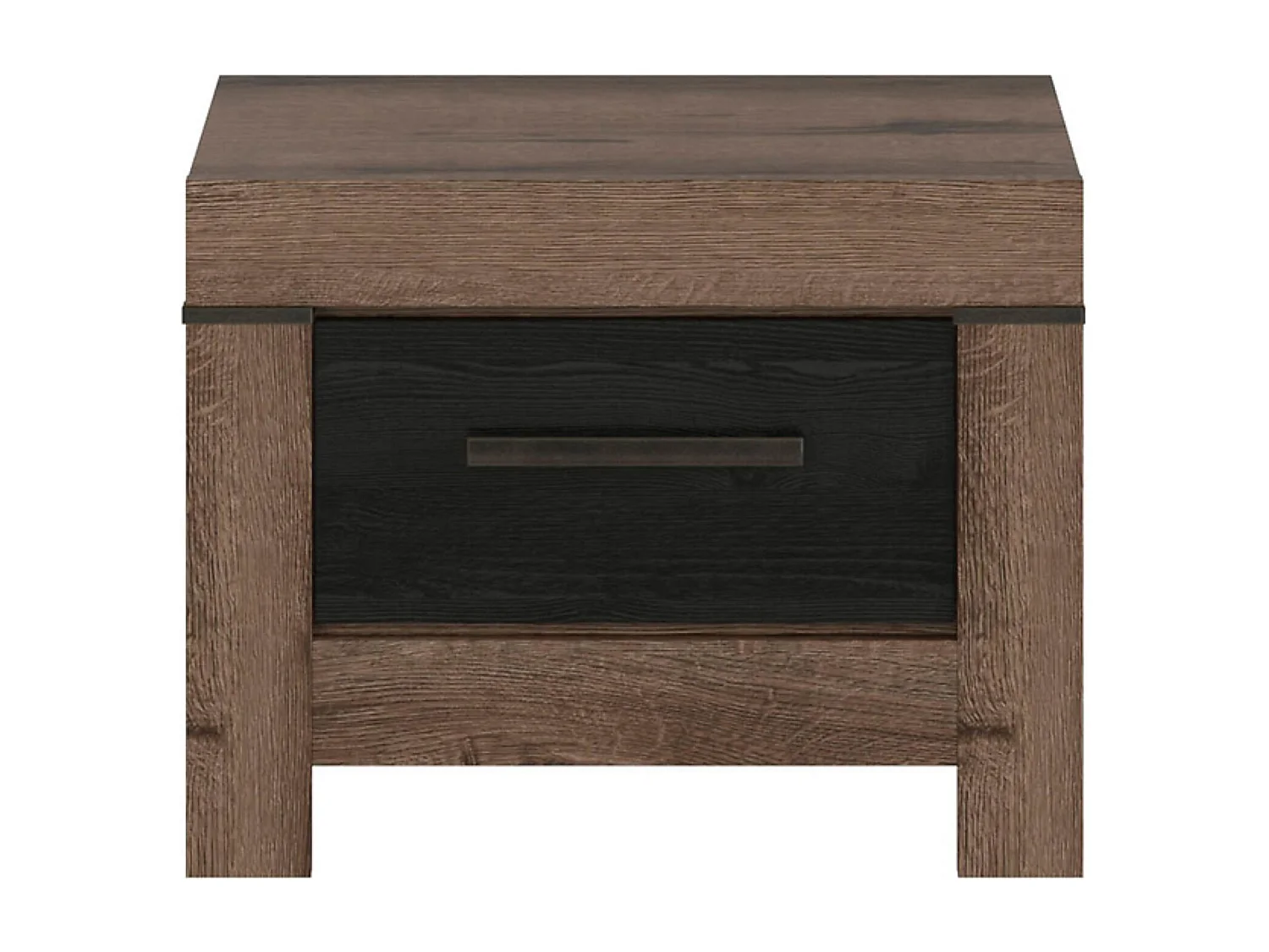Table de chevet table de nuit avec tiroir coloris Chêne marron foncé/Chêne noir - Longueur 57 x Profondeur 45 x Hauteur 45 cm
