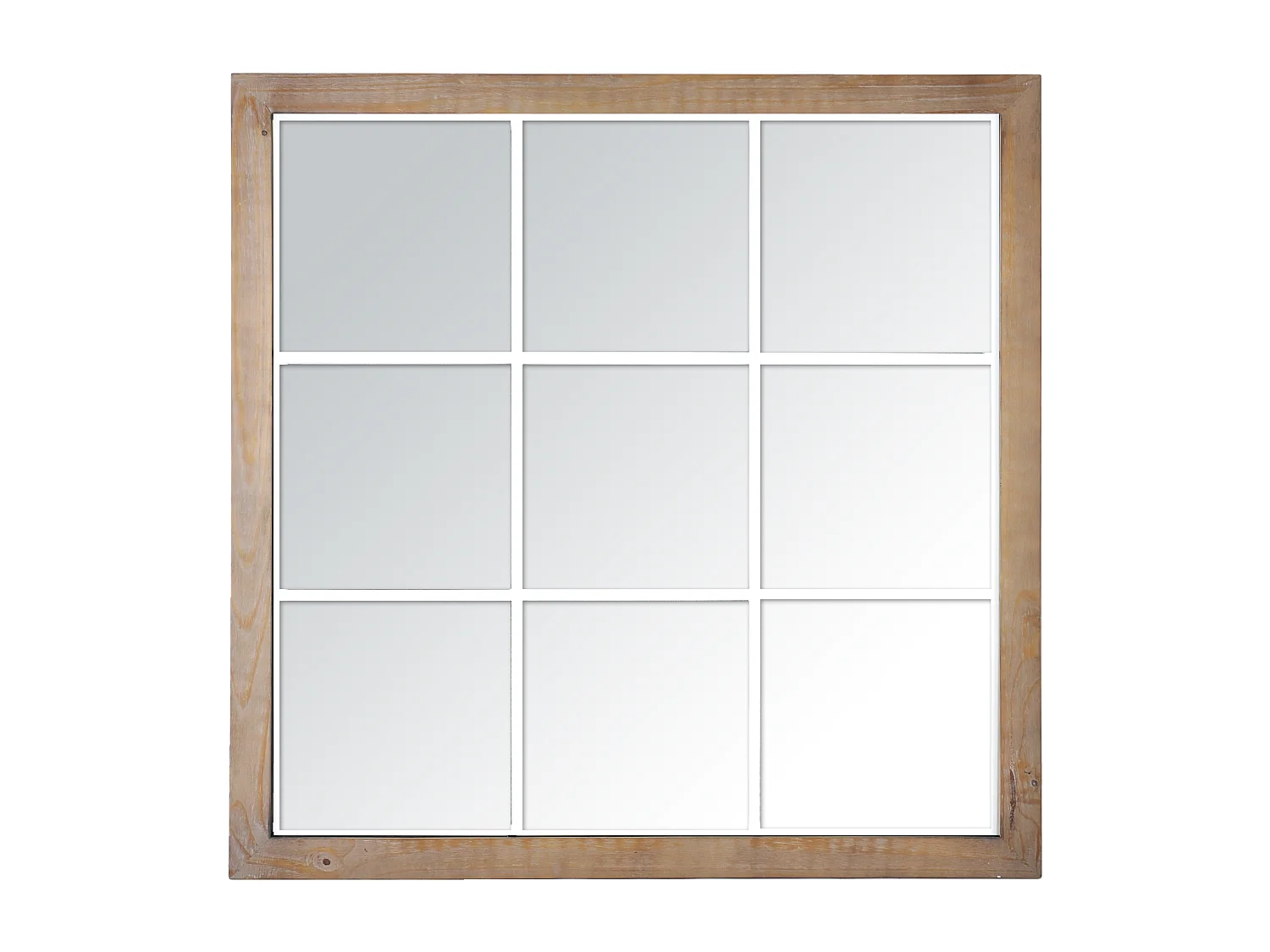 Miroir industriel carré effet fenêtre 9 vues 100x100cm