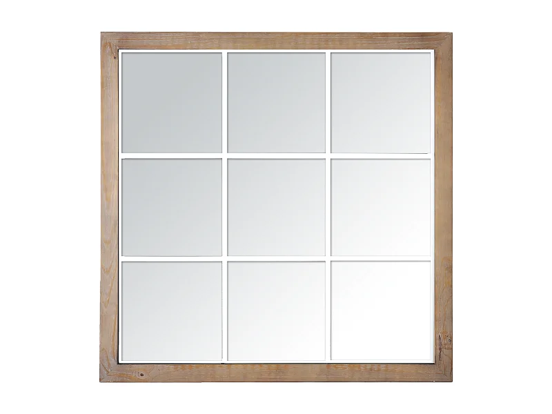 Miroir industriel carré effet fenêtre 9 vues 100x100cm