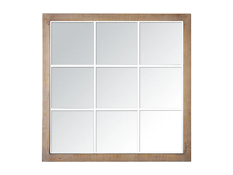 Miroir industriel carré effet fenêtre 9 vues 100x100cm