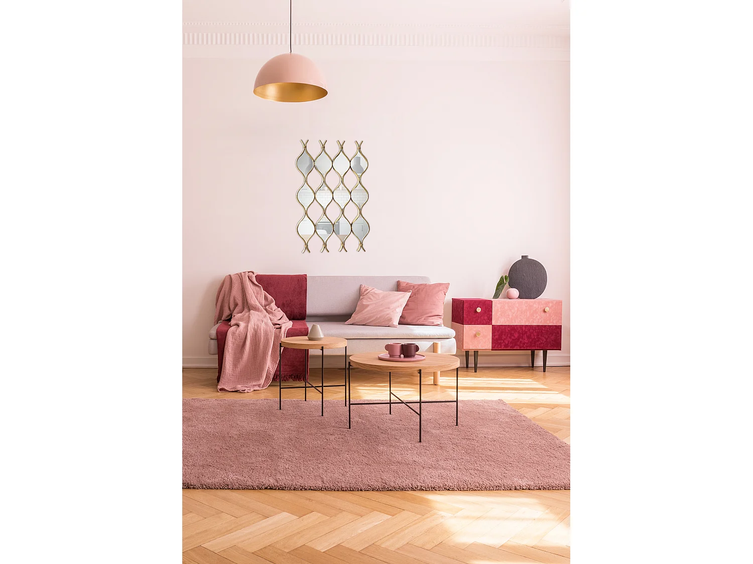 Miroir zig zag en 4 parties métal doré 96,5x62cm