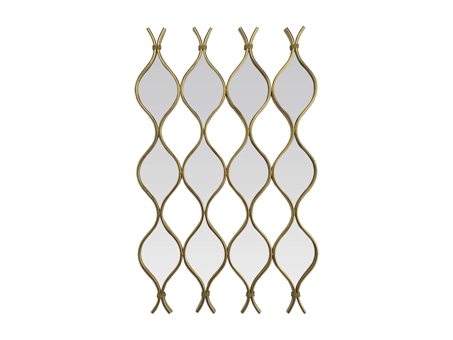 Miroir zig zag en 4 parties métal doré 96,5x62cm
