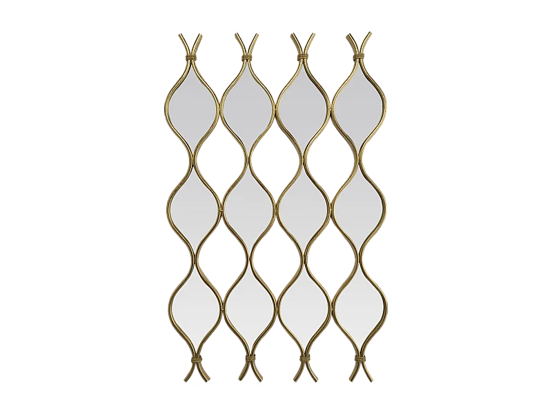Miroir zig zag en 4 parties métal doré 96,5x62cm