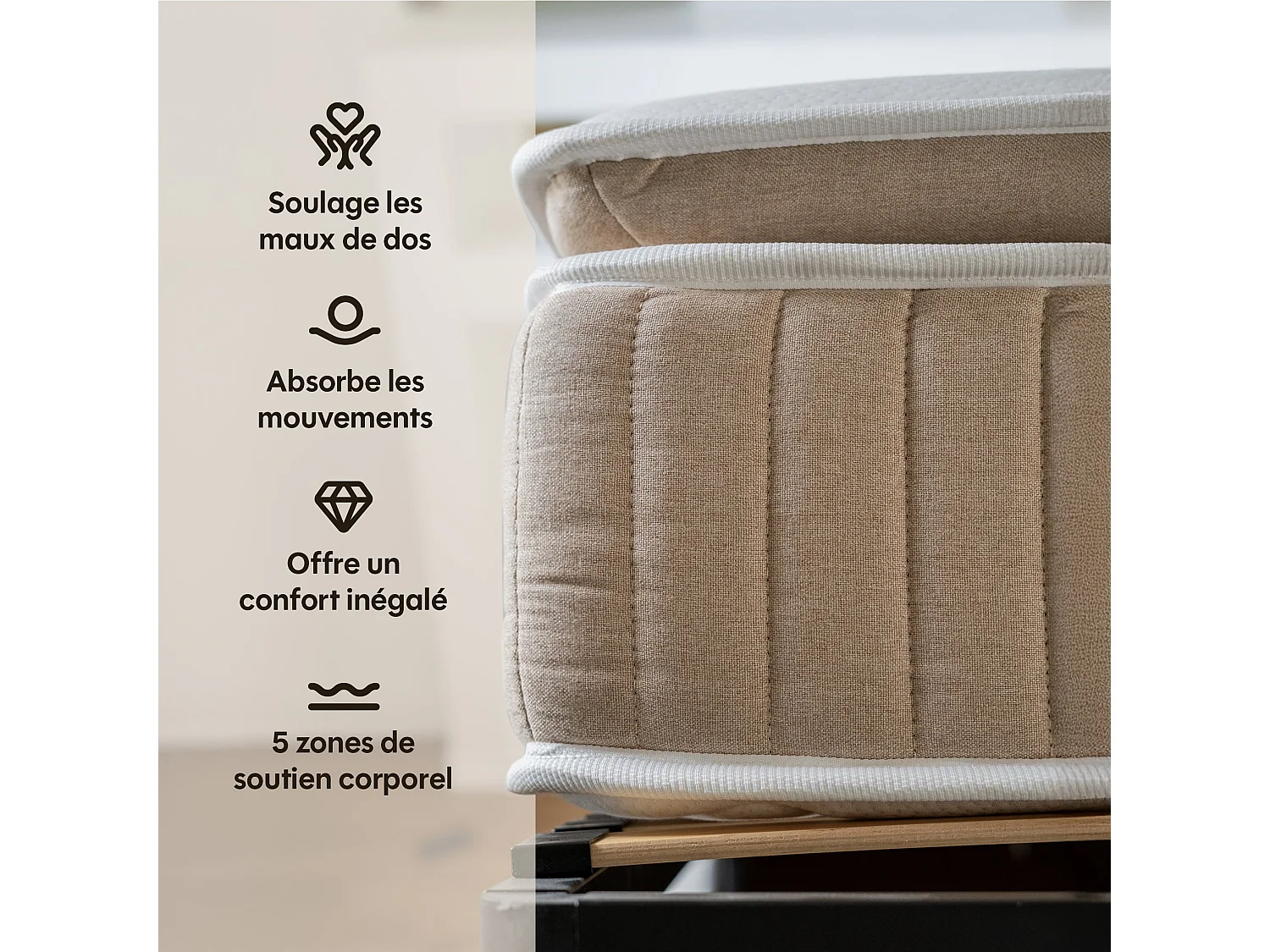 Matelas premium hybride mémoire de forme 180x200 épais 27cm