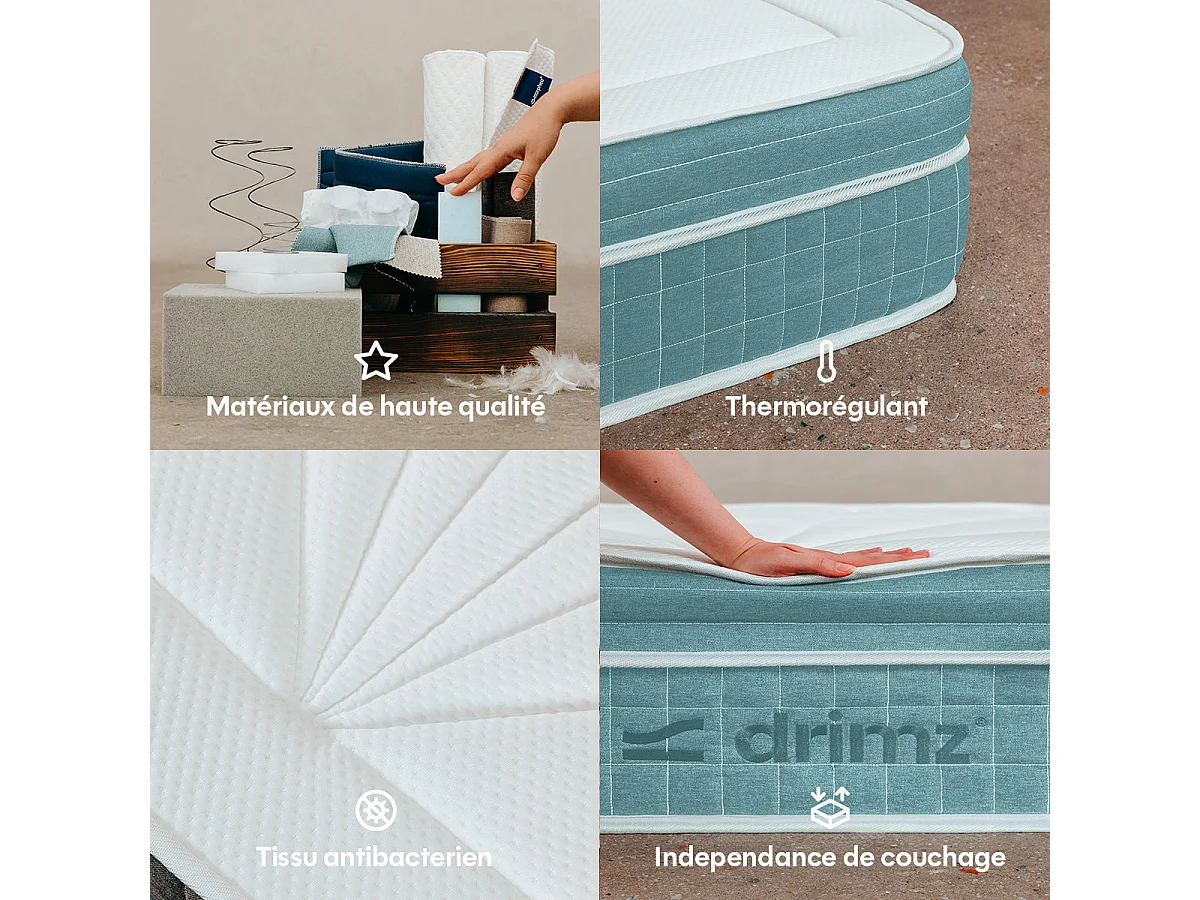 Matelas luxe hybride mémoire de forme 180x200 épais 30cm