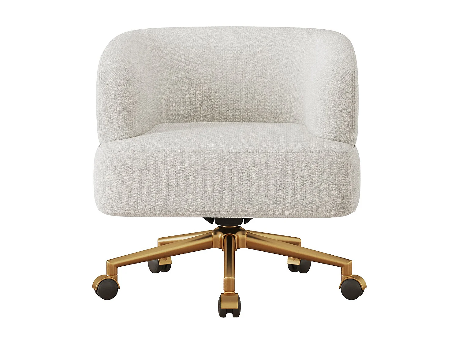 1 Chaise en tissu chenille - pieds en métal doré - rotation à 360°  - avec 5 roues - Beige