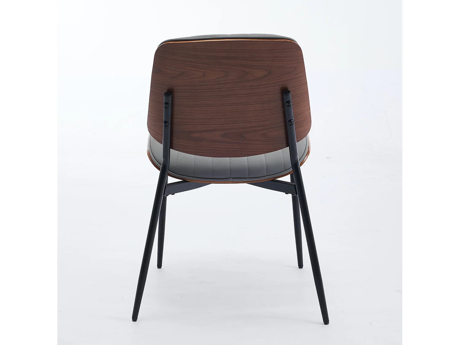 Set van 2 stoelen van kunstleer (PU) - metalen poten - Grijs en walnoot