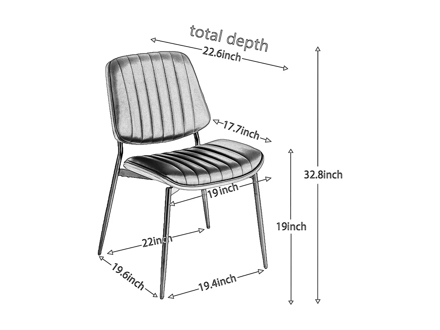 Set di 2 sedie in similpelle PU - gambe in metallo - Nero e noce