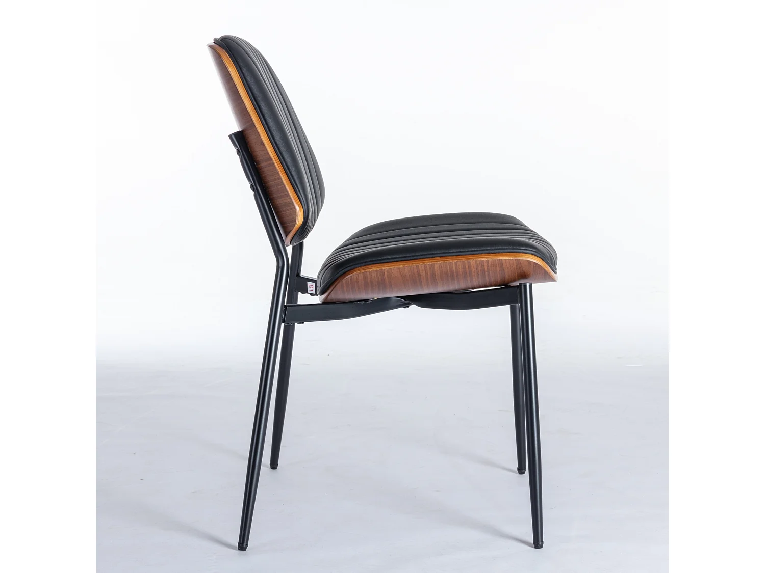 Set di 2 sedie in similpelle PU - gambe in metallo - Nero e noce