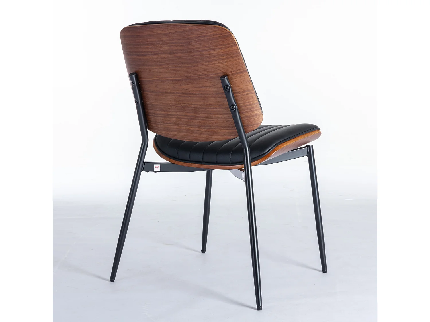 Set di 2 sedie in similpelle PU - gambe in metallo - Nero e noce