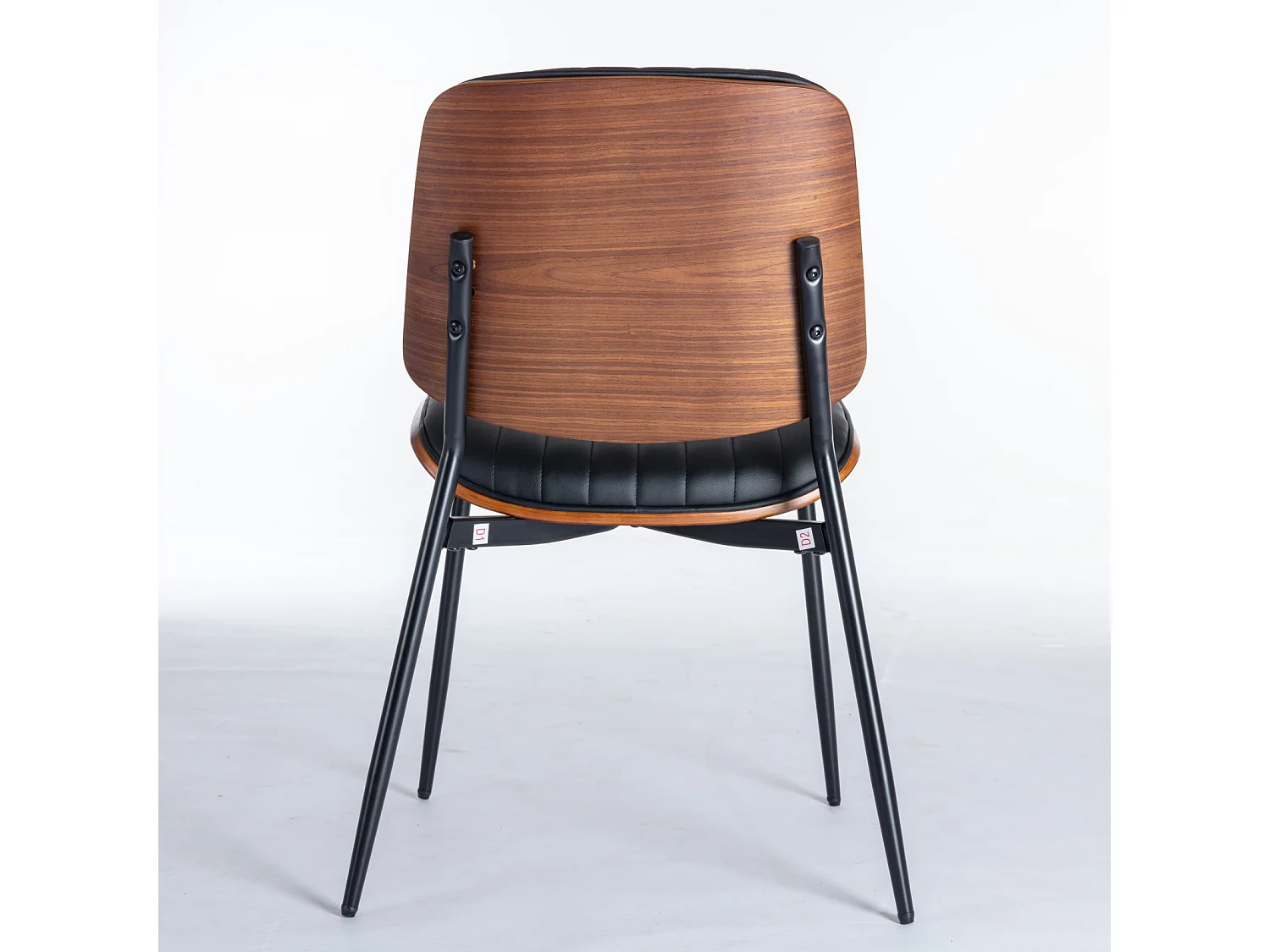 Set di 2 sedie in similpelle PU - gambe in metallo - Nero e noce