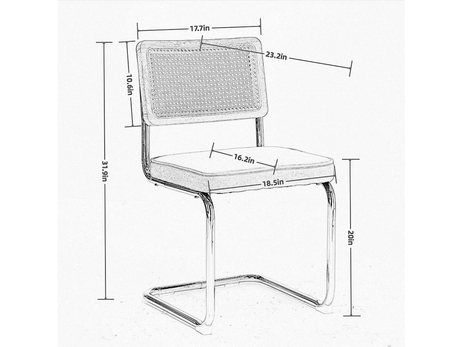 Set di 2 sedie in velluto beige - Struttura in metallo - Schienale in rattan