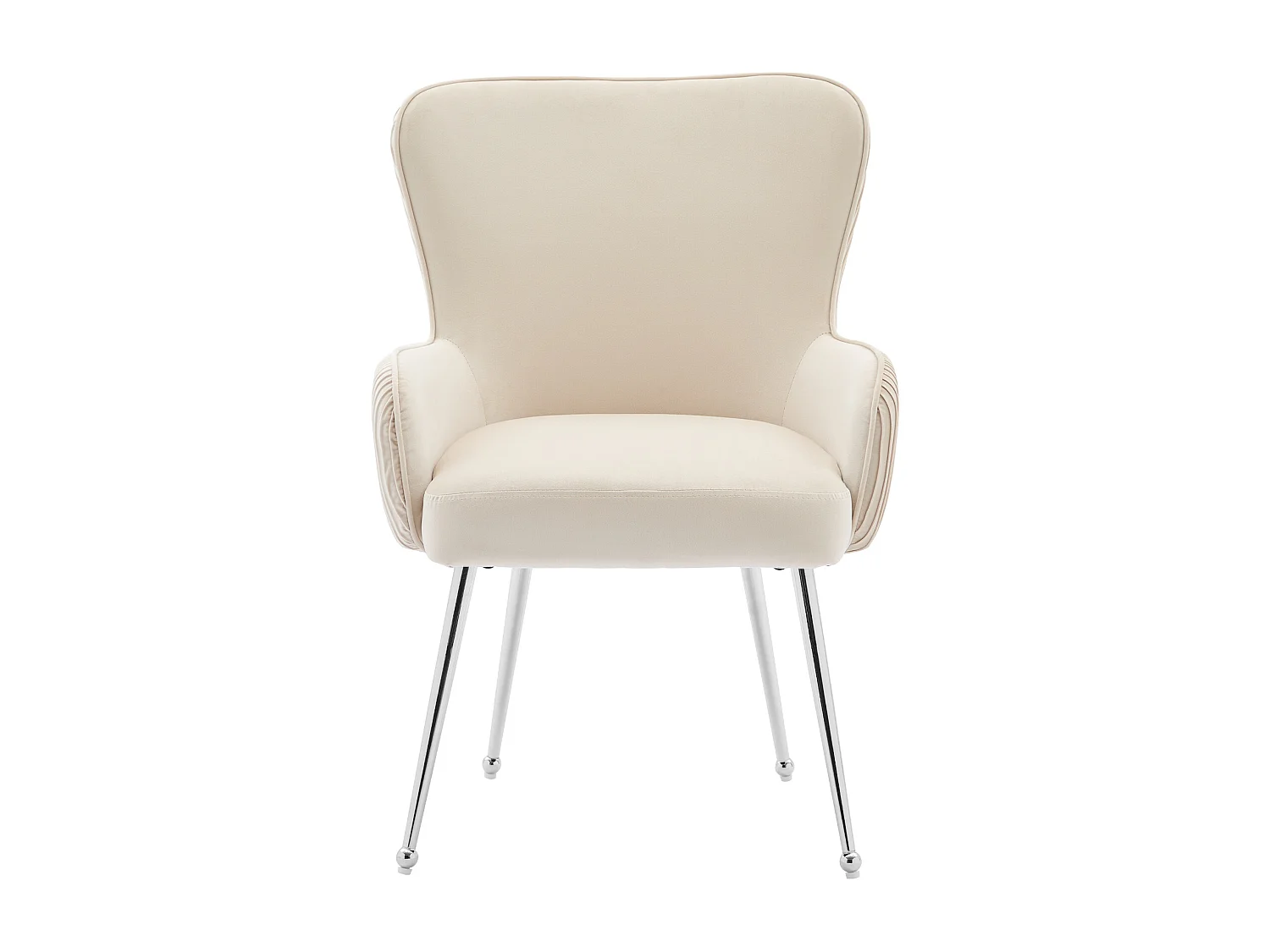 Set di 6 sedie con gambe in metallo argentato - Velluto beige