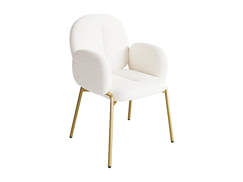 1 Silla en felpa - patas de metal dorado - silla de tocador - silla de comedor - Beige