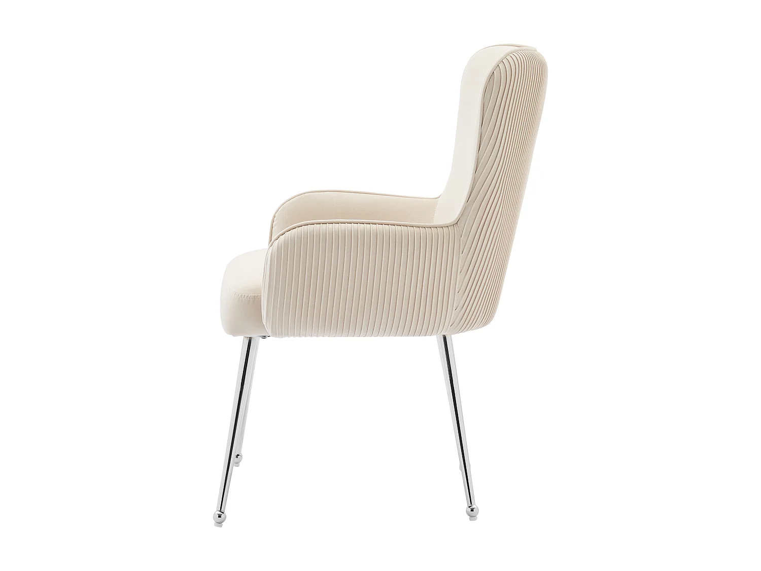 Set di 4 sedie con gambe in metallo argentato - Velluto beige