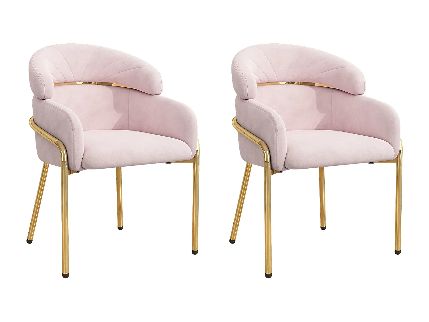 Set di 2 sedie in velluto rosa - Gambe in metallo - Per soggiorno, camera da letto, sala da pranzo