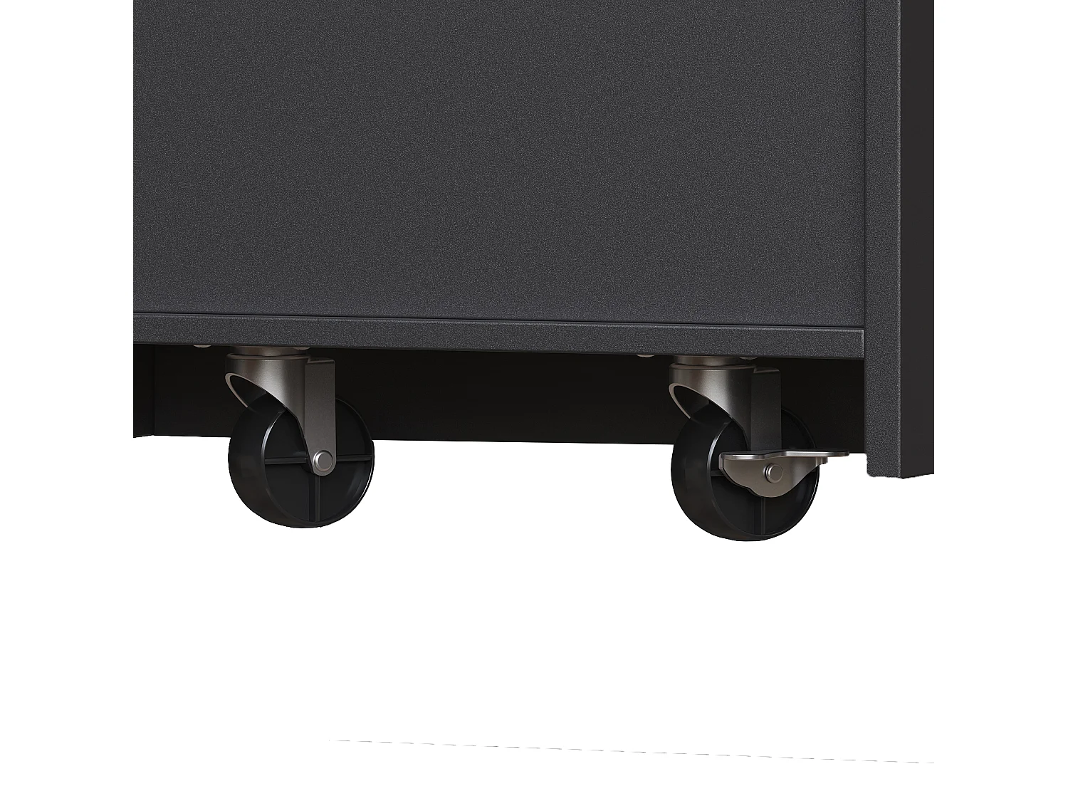 Meuble de bar extensible avec 2 tiroirs et 2 portes - Plateau extensible avec roulettes - Noir et bois