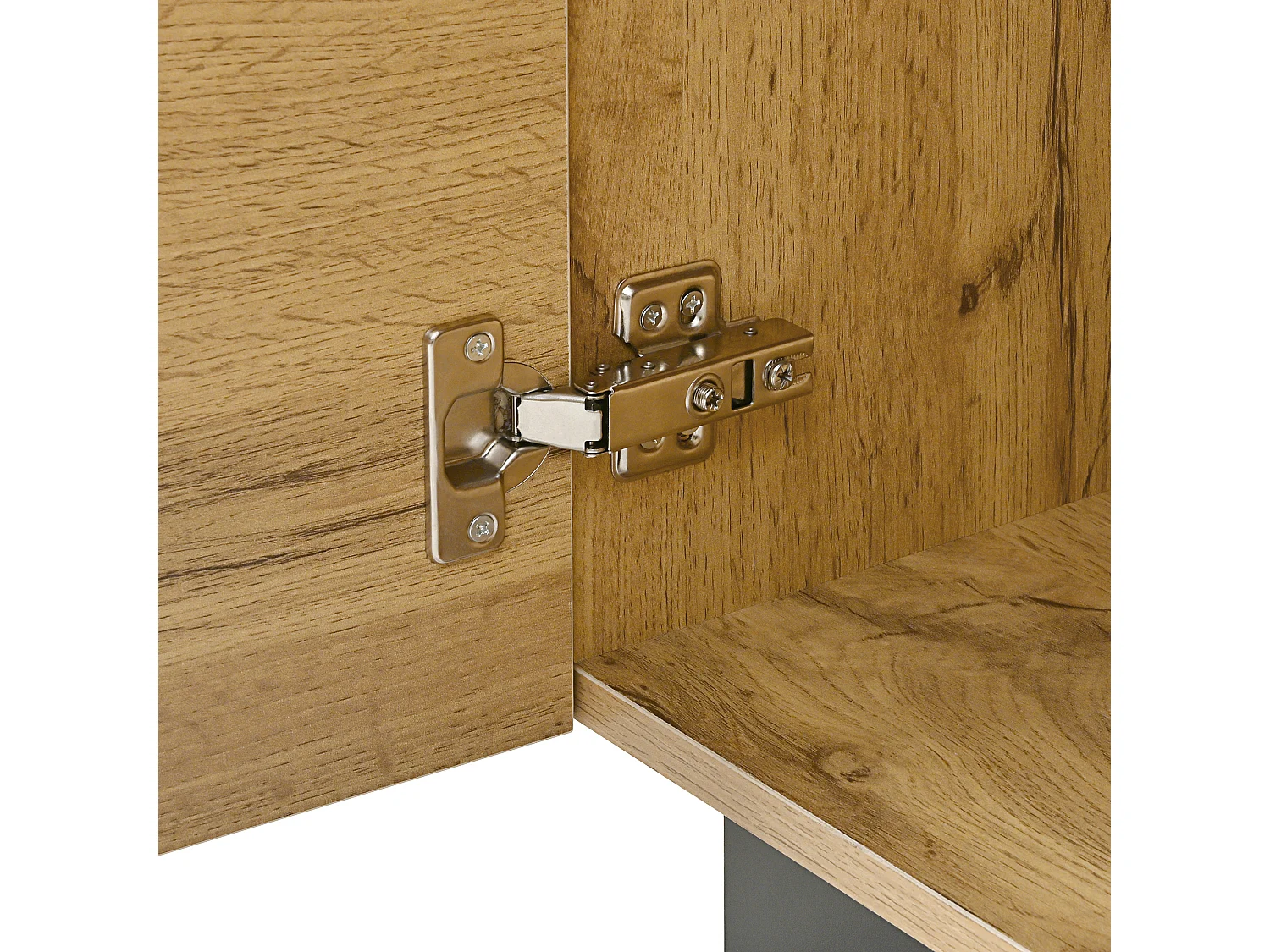 Buffet moderne 110x35.5x90.5cm - avec 4 tiroirs et 2 portes - style rétro - avec des étagères réglables - naturel