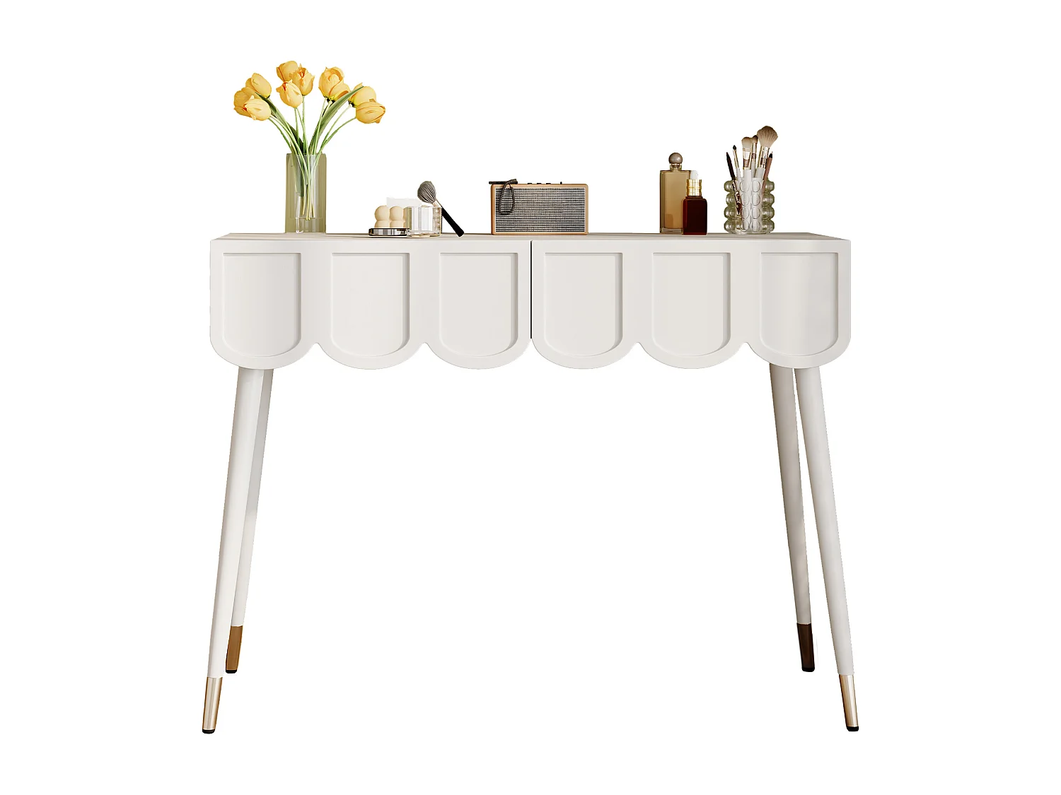 Schminktisch 100x40x76cm - mit 2 Schubladen - Tischfüße aus Metall - Weiß