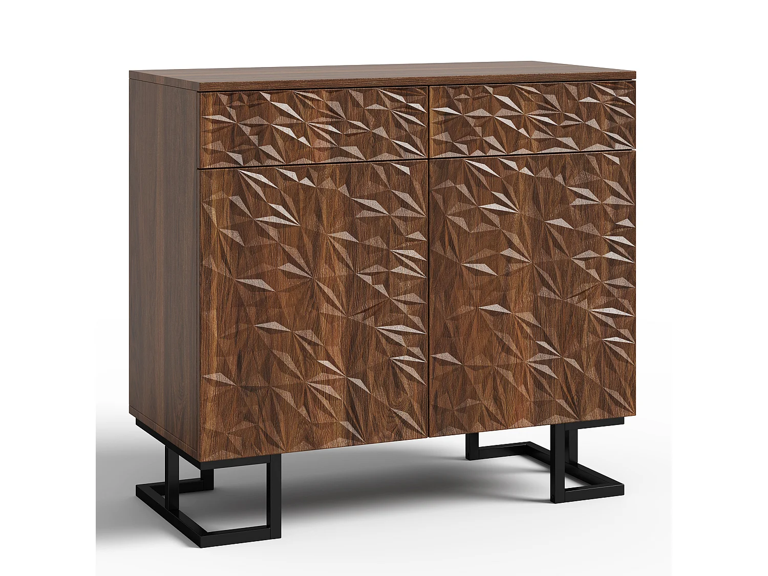 Buffet avec 2 portes et 2 tiroirs 80x40x78cm - Pieds en métal - Marron