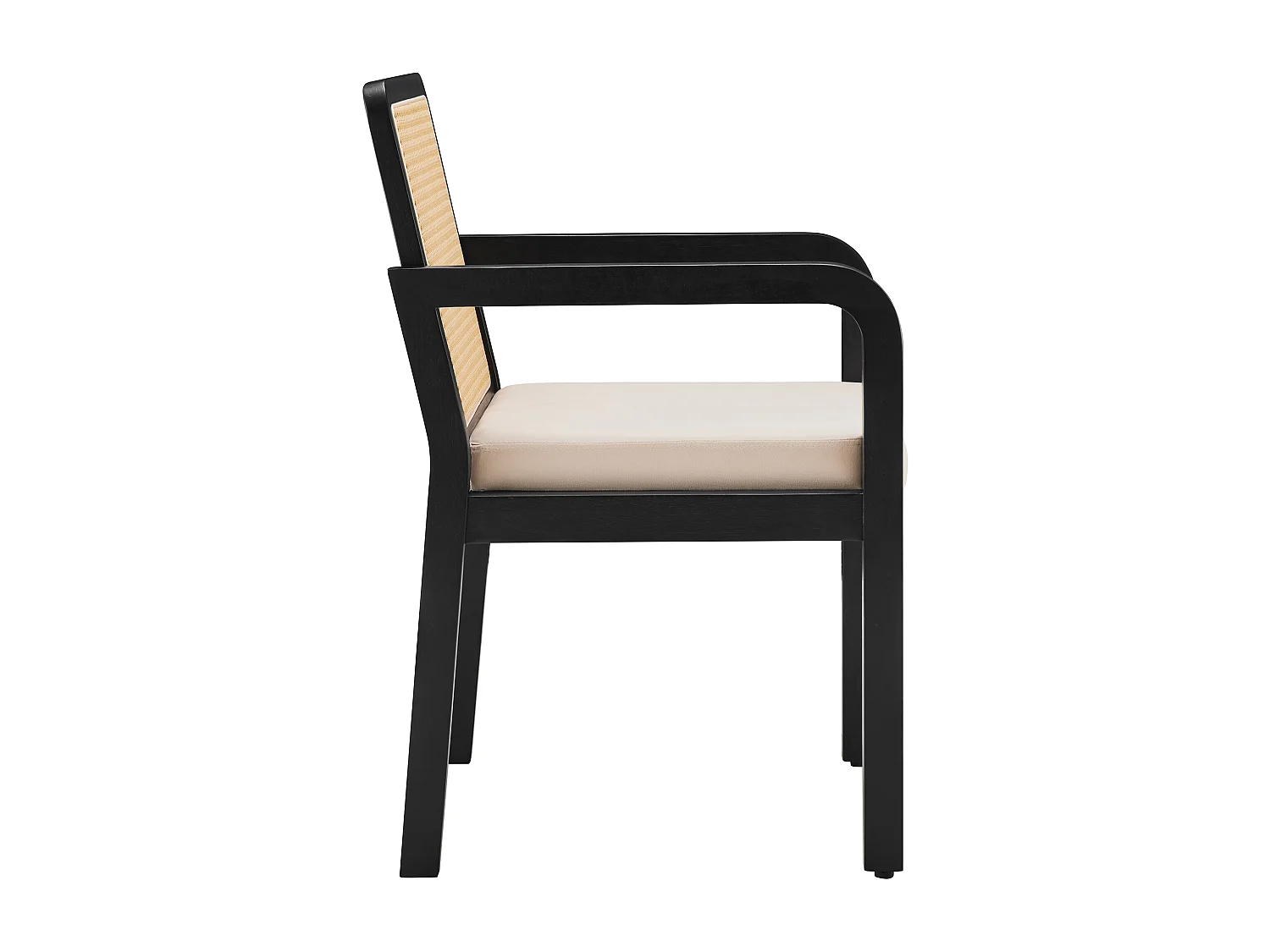 Lot de 6 chaises en velours avec dossier en rotin - Noir et naturel clair