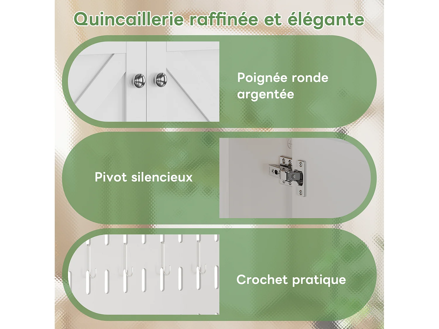 Buffet à 2 tiroirs et 4 portes - offrant un grand espace de rangement - 80 cm x 40 cm x 175 cm - blanc