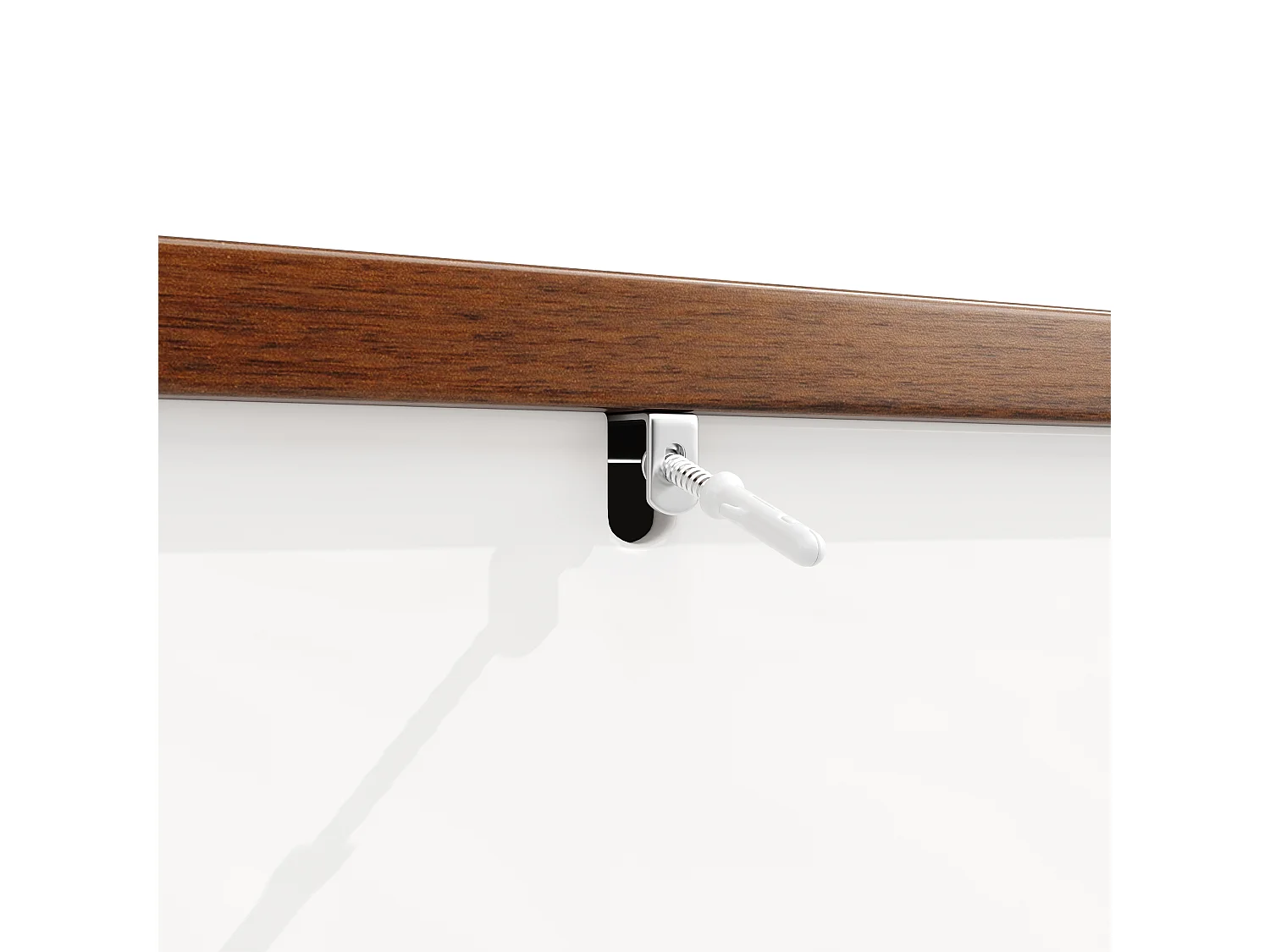 Buffet à 4 portes blanc - Étagère réglable - Plateau en couleur bois foncé