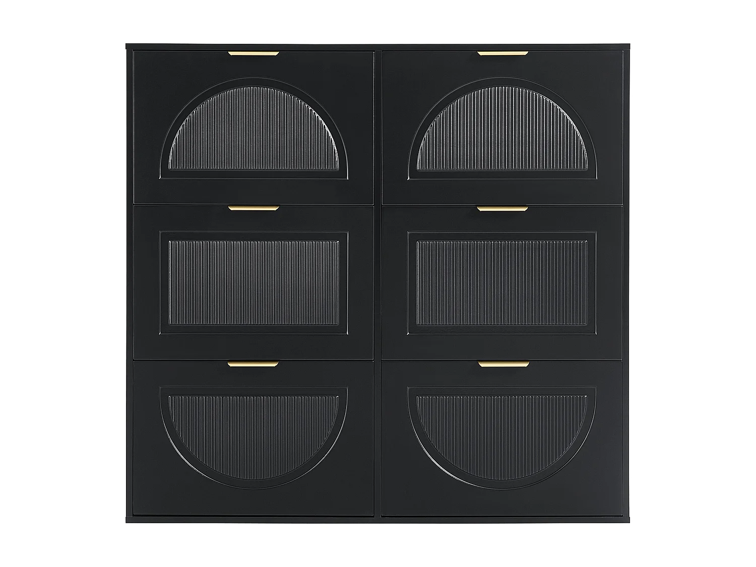 Moderner Schuhschrank 118x25x115cm - 6 Klapptüren - Schwarz