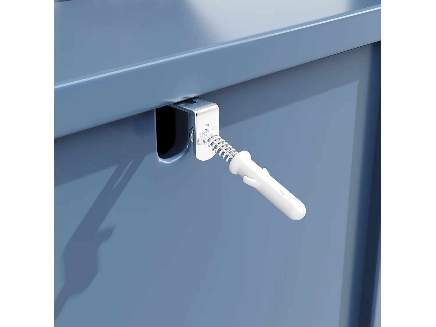 Buffet avec 4 portes - Pieds en métal doré - Étagère réglable - Bleu