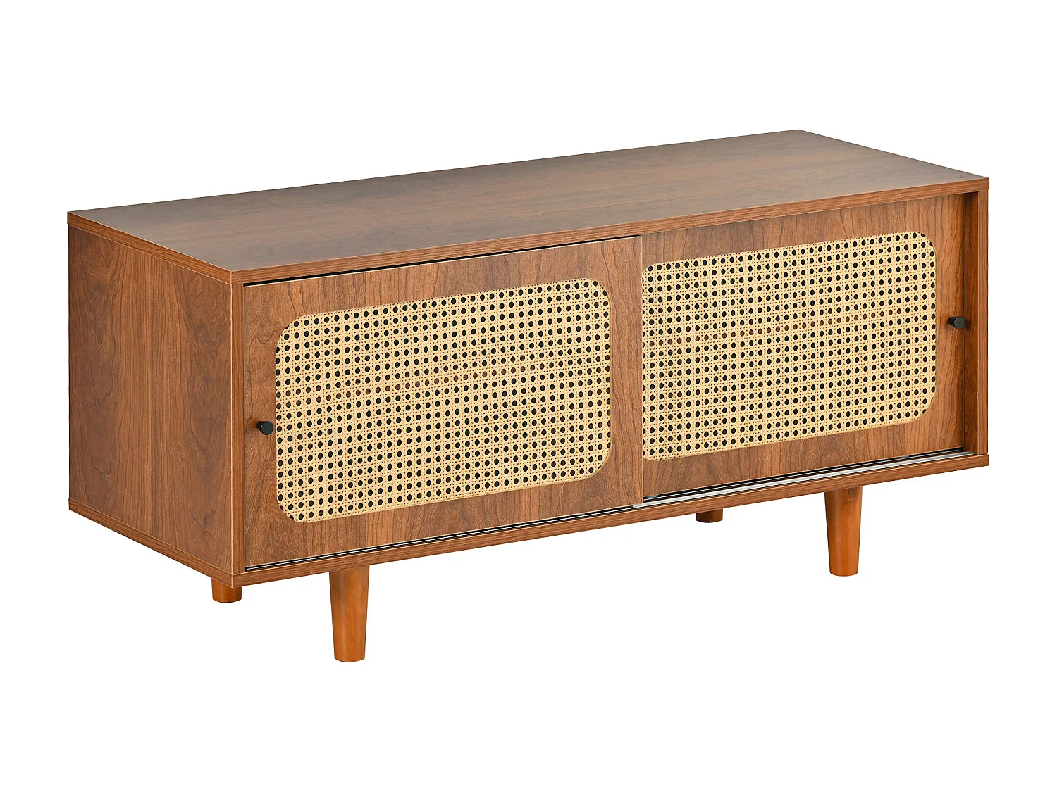 Meuble à chaussures avec 2 portes coulissantes - Etagères réglables - Naturel