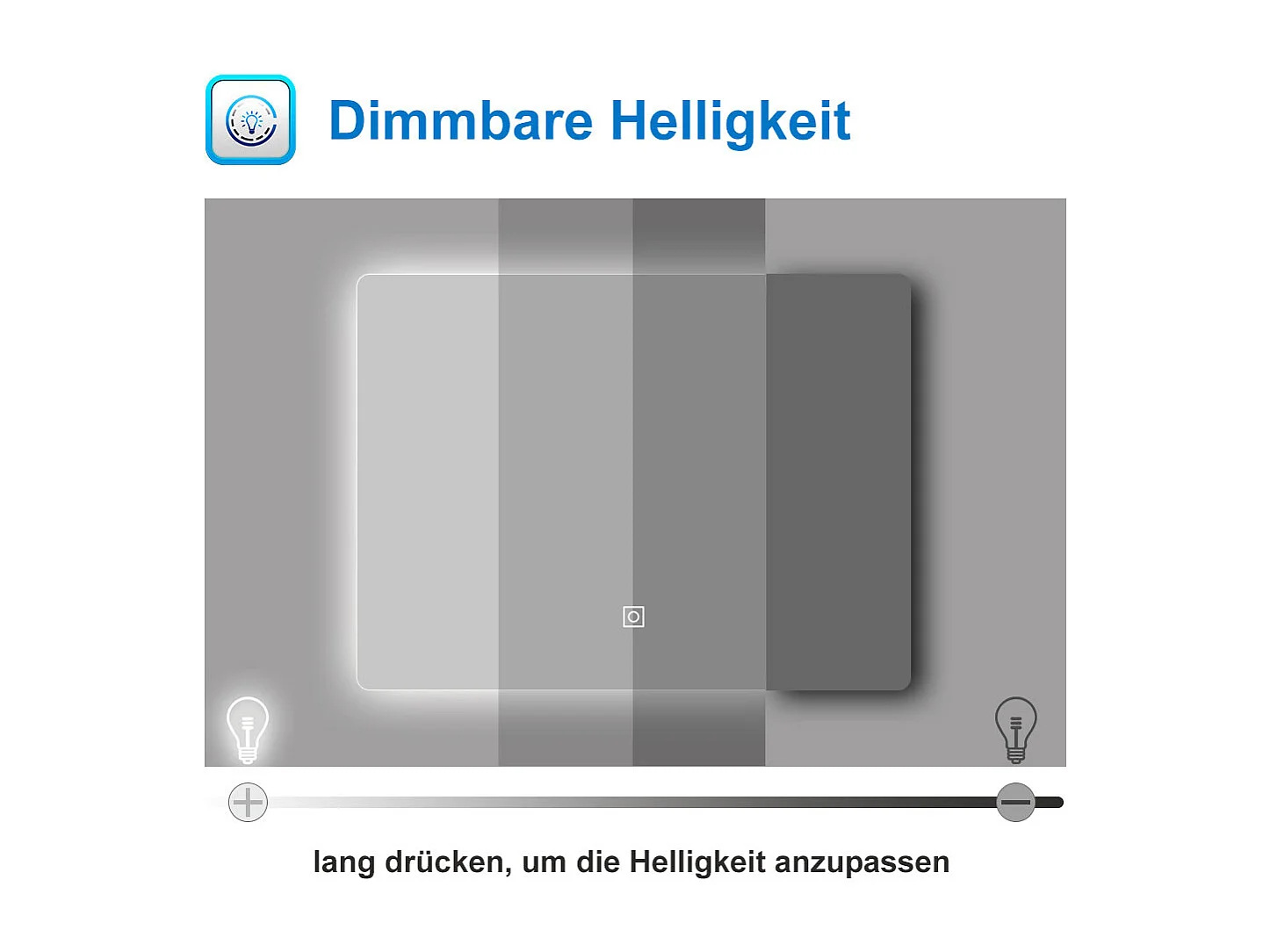 AICA LED Badspiegel 80x60cm mit Kaltweiß Dimmbar Memory-Funktion - LED Hinterbeleuchtung - Rechteck