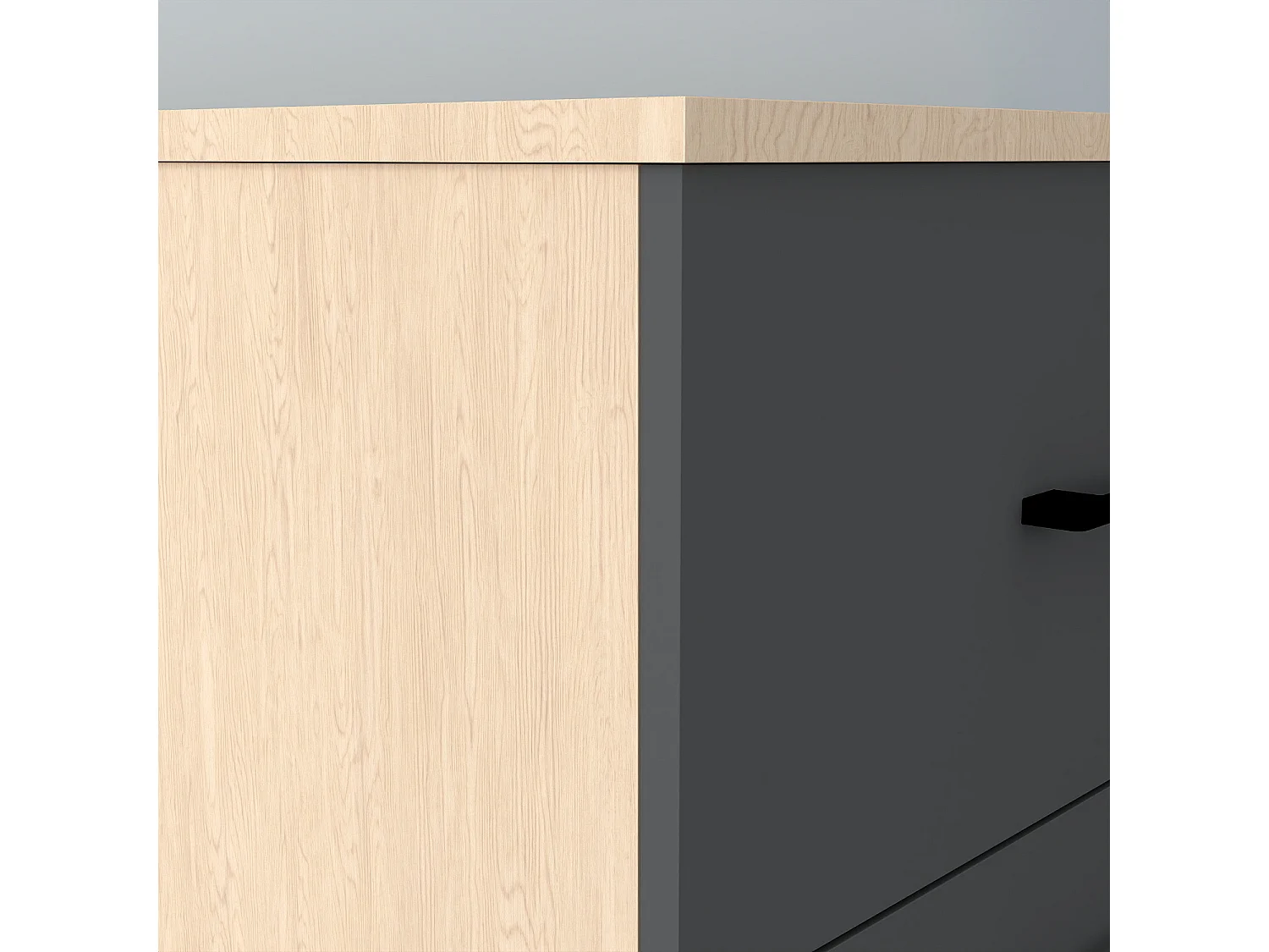 AICA Badezimmerschrank hängend mit gestreiftes Aufsatzwaschbecken - 100cm - Eiche/Dunkelgrau