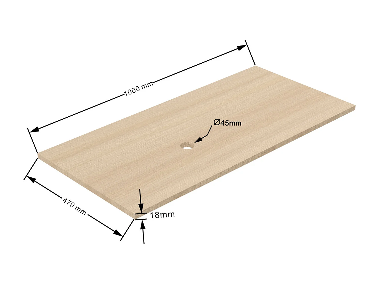 AICA Badezimmerschrank hängend mit gestreiftes Aufsatzwaschbecken - 100cm - Eiche/Dunkelgrau