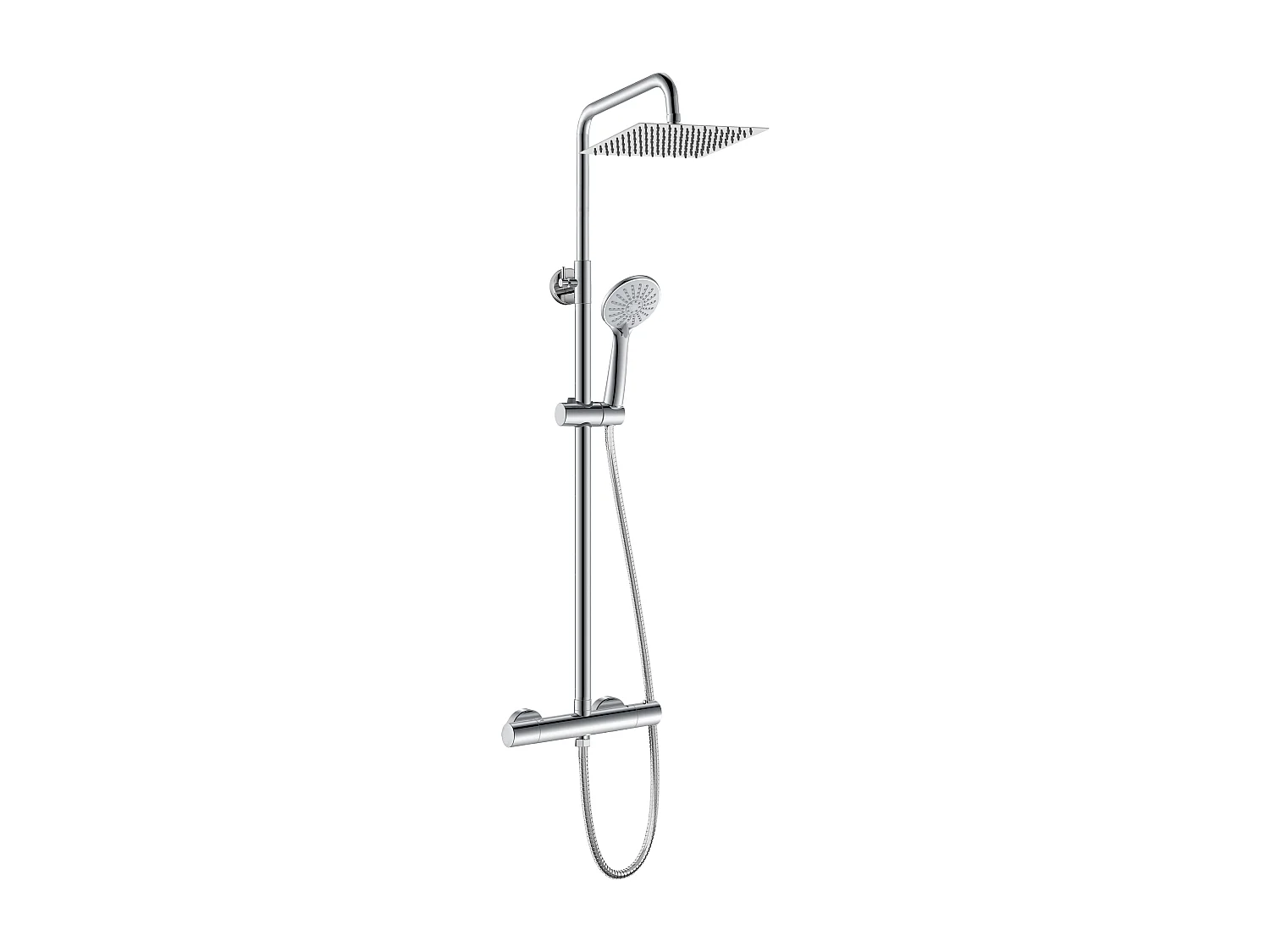 Colonne doccia cromo, soffione doccia quadrato 20x20cm acciaio inox, miscelatore termostatico doccia tondo antiscottature
