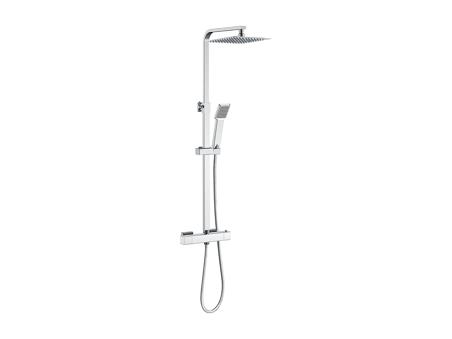 Colonne doccia cromo, soffione doccia quadrato 25x25cm acciaio inox, miscelatore termostatico doccia rettangolo antiscottature
