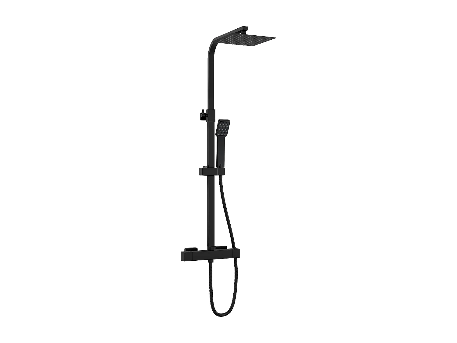 Colonne doccia nero, soffione doccia quadrato 20x20cm acciaio inox, miscelatore termostatico doccia rettangolo antiscottature