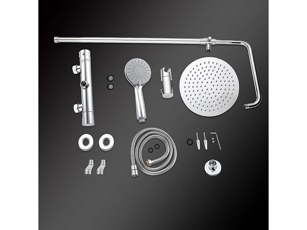 Colonne doccia cromo, soffione doccia rotondo da 25cm acciaio inox, miscelatore termostatico doccia tondo antiscottature
