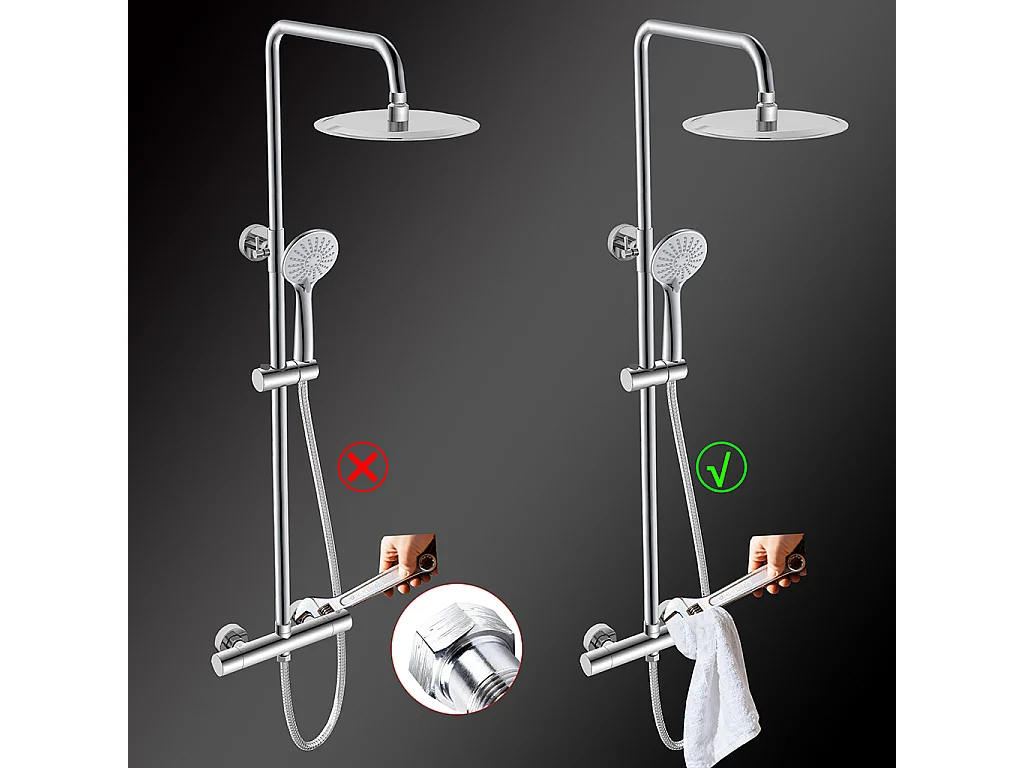 Colonne doccia cromo, soffione doccia rotondo da 25cm acciaio inox, miscelatore termostatico doccia tondo antiscottature